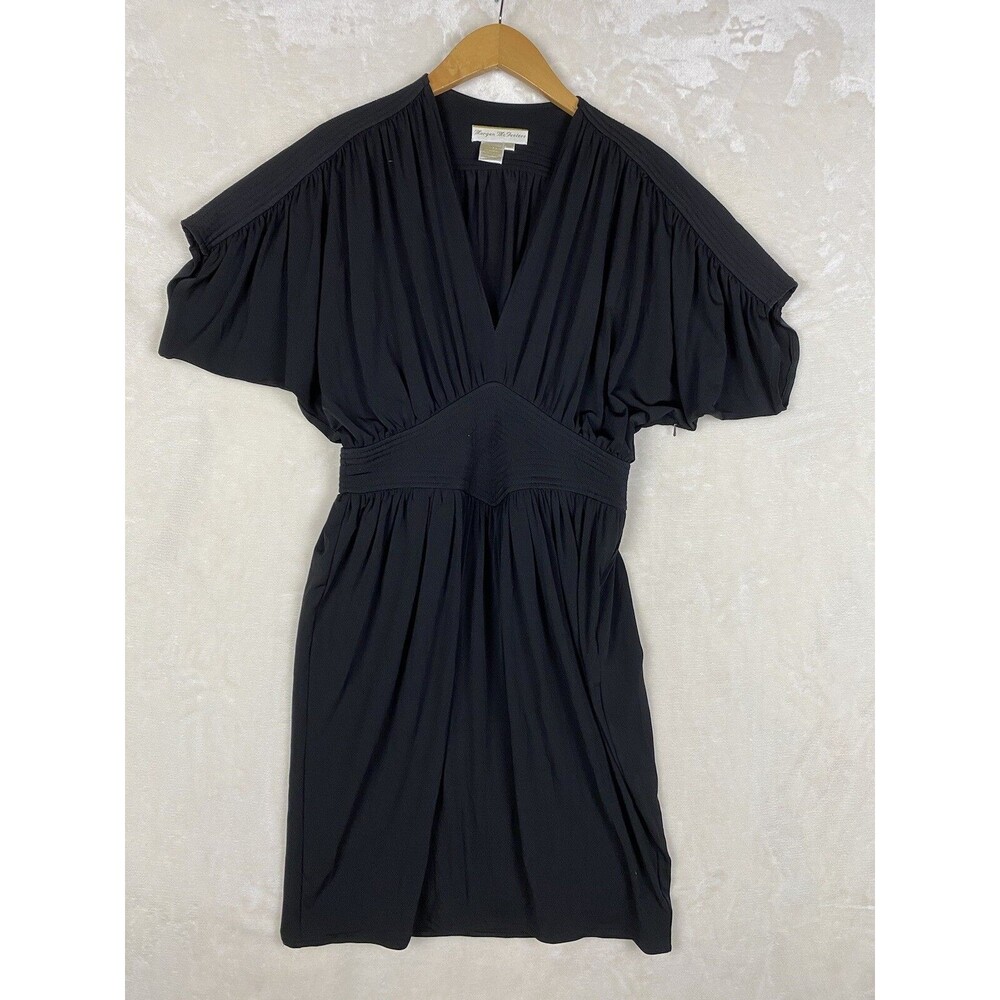 Vintage 90's Womens Size 6 Black Pleated Jersey Work Career Dress
